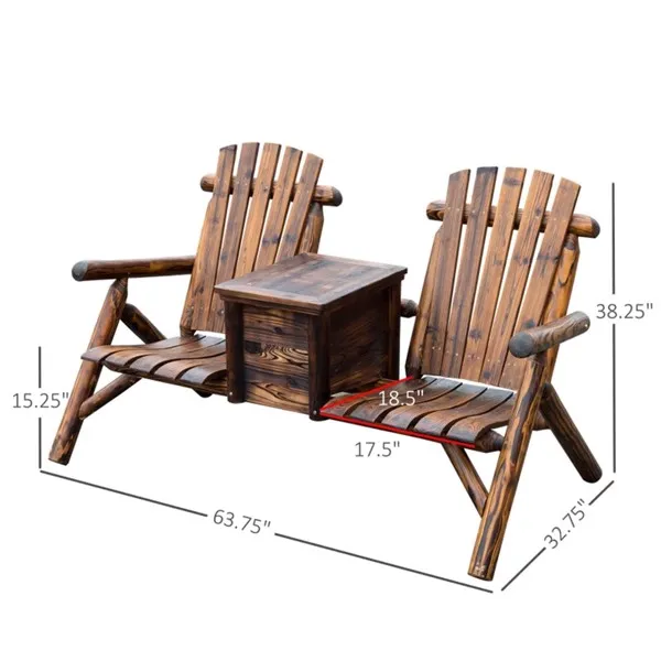 Wooden Chair Loveseat with Inset Ice Bucket Garden chairs/courtyard chairs photo 3