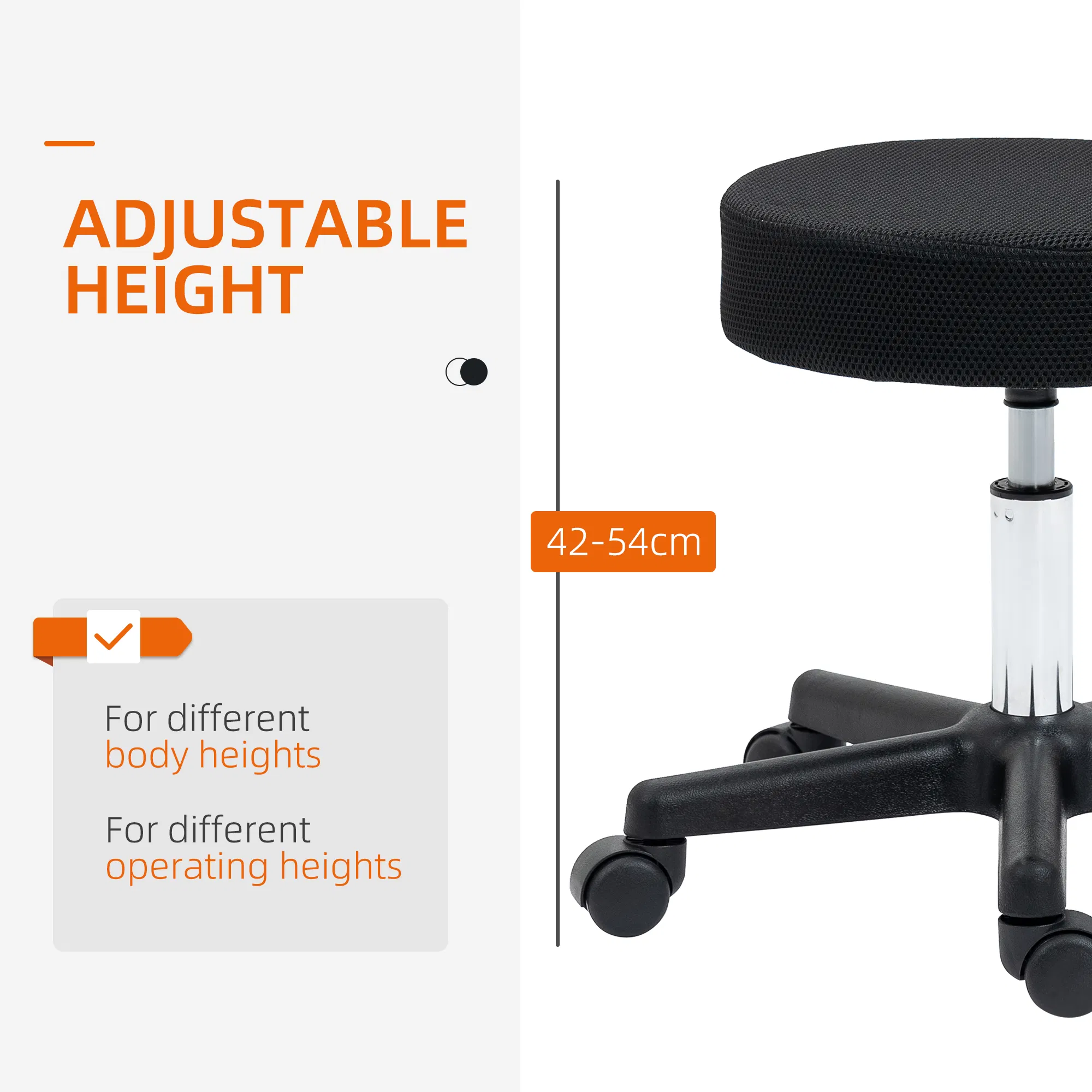 Salon Spa Stool Adjustable Height Rolling Chair Multi Color Comfort Double Nets Cloth Sponge photo 5