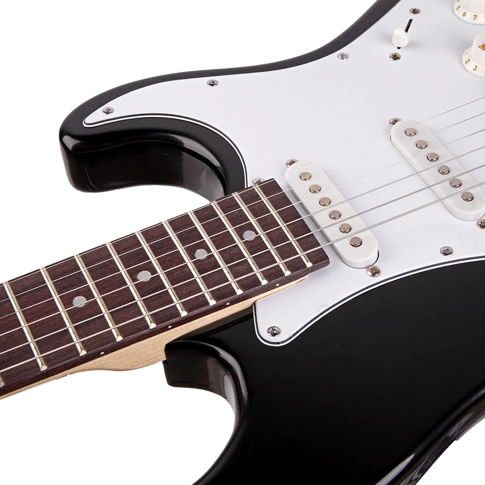 Rosewood Fingerboard Electric Guitar Black w/ White photo 4