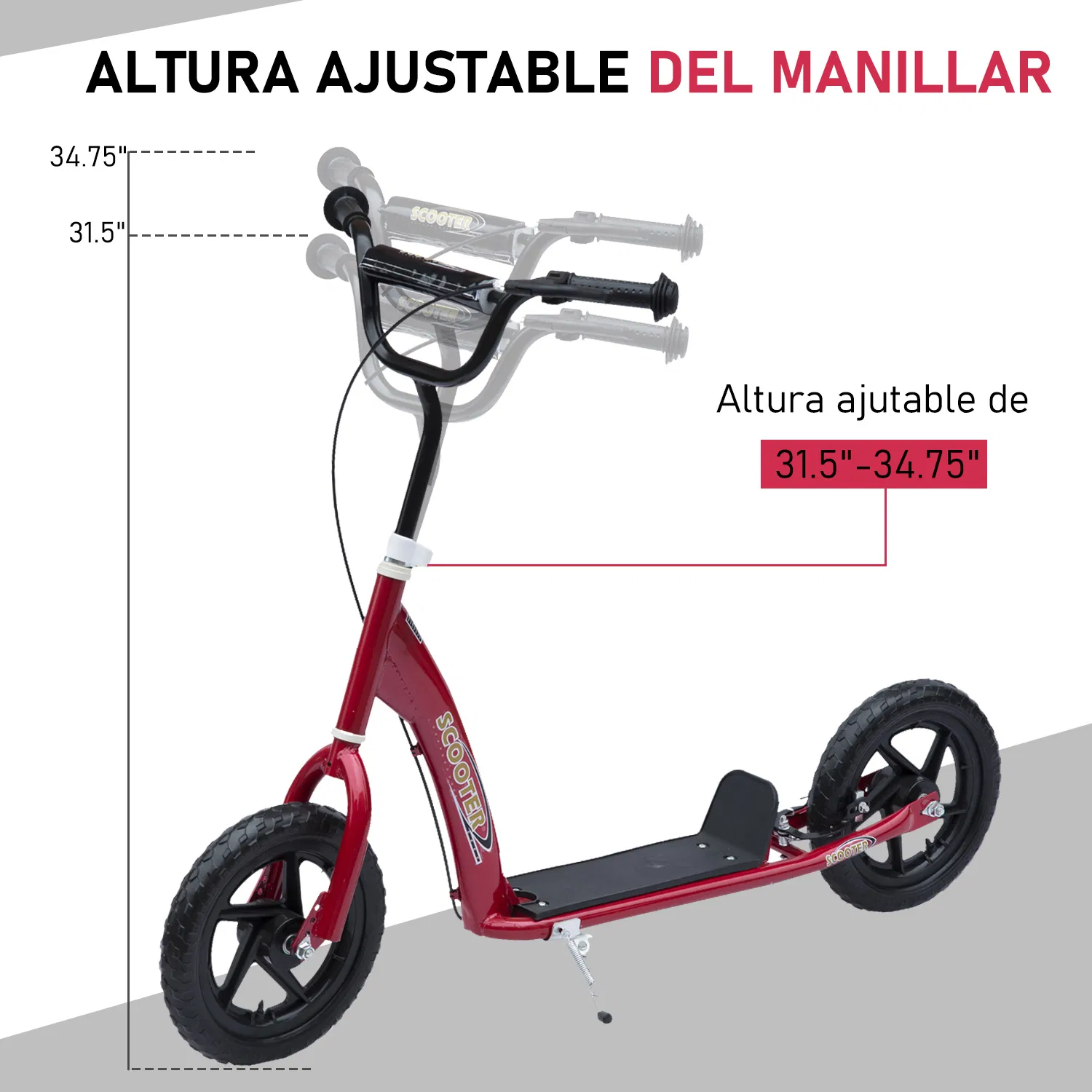 Kids Scooter Street Bike Bicycle for Teens Ride on Toy w/ 12'' Tire for 5-12 Year Old Red photo 2