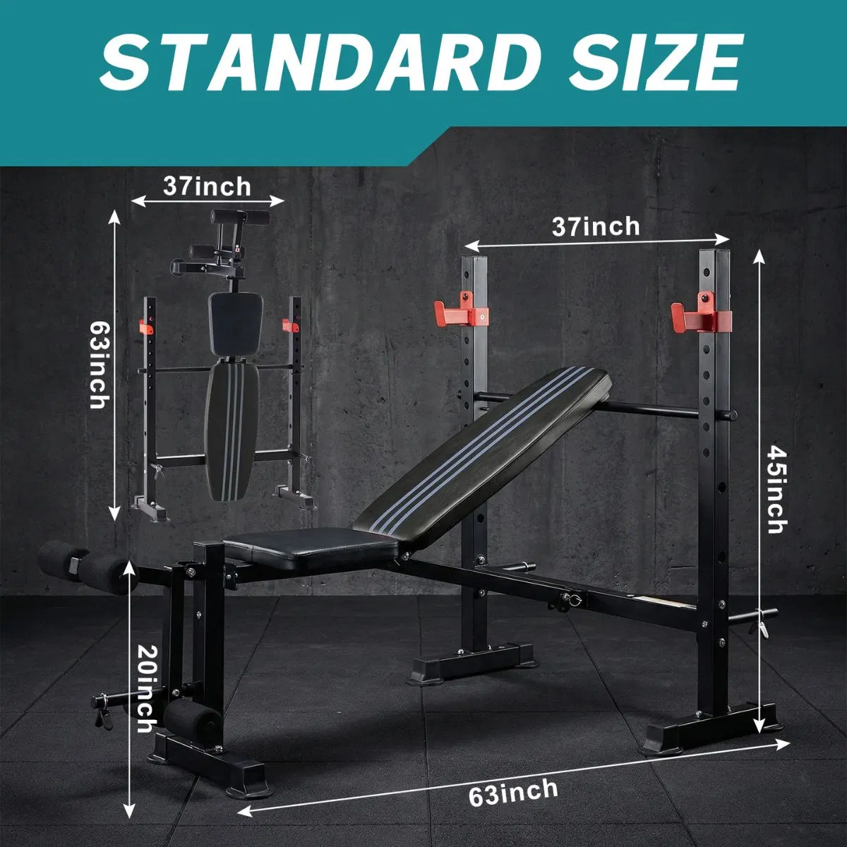 650LBS Adjustable Weight Bench with Rack & Leg Developer, Foldable Bench Press Set for Home Gym, Heavy Duty Strength Training Station for Full Body Workout photo 4