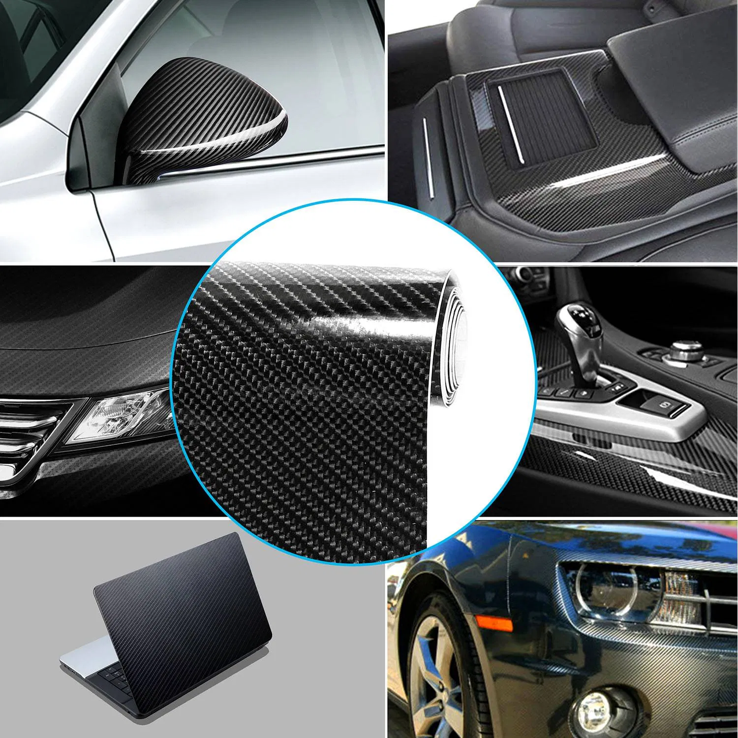 Black 7D Carbon Fiber Car Wrap High Gloss Vinyl Wrap Film Roll Bubble Free Air Release for Cars Laptops Phones photo 4