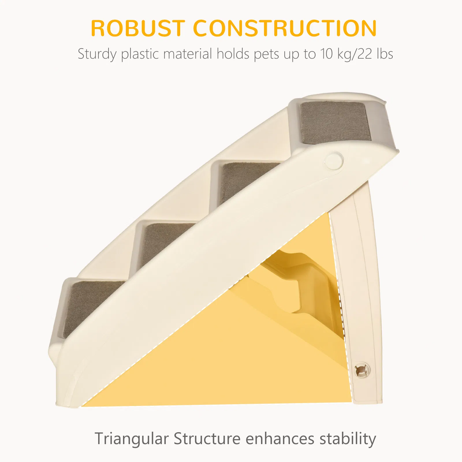 4-Level Portable Dog Stairs, Foldable Dog Steps for Small Dogs, Lightweight Cat Steps, with Nonslip Soft Mats, for High Bed, Sofa, Beige photo 6