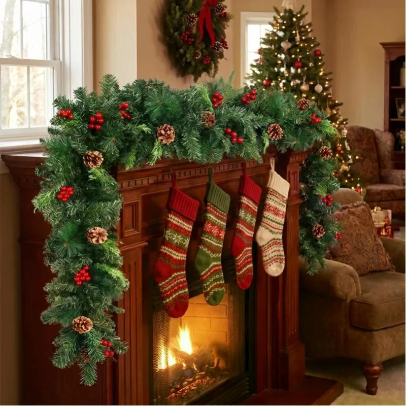 270cm Christmas Garland | Artificial Pine Needles & Berries Decor | For Staircase/Fireplace Hanging | Multicolor PVC Material | Home Holiday Atmosphere Decoration photo 3