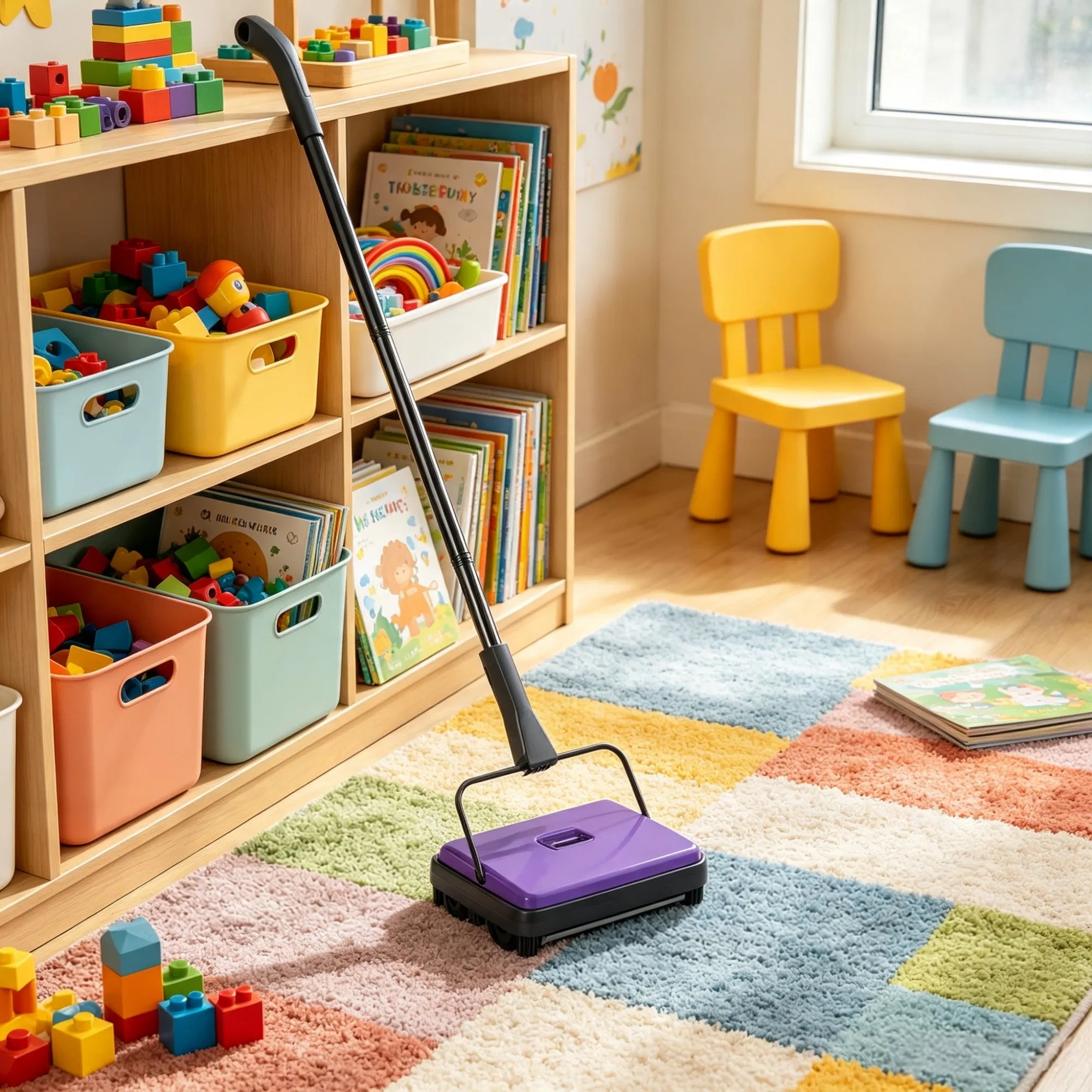 6.7" Manual Carpet Sweeper, Floor Sweeper with 300 ml Dustbin for Pet Hair & Home Office photo 4