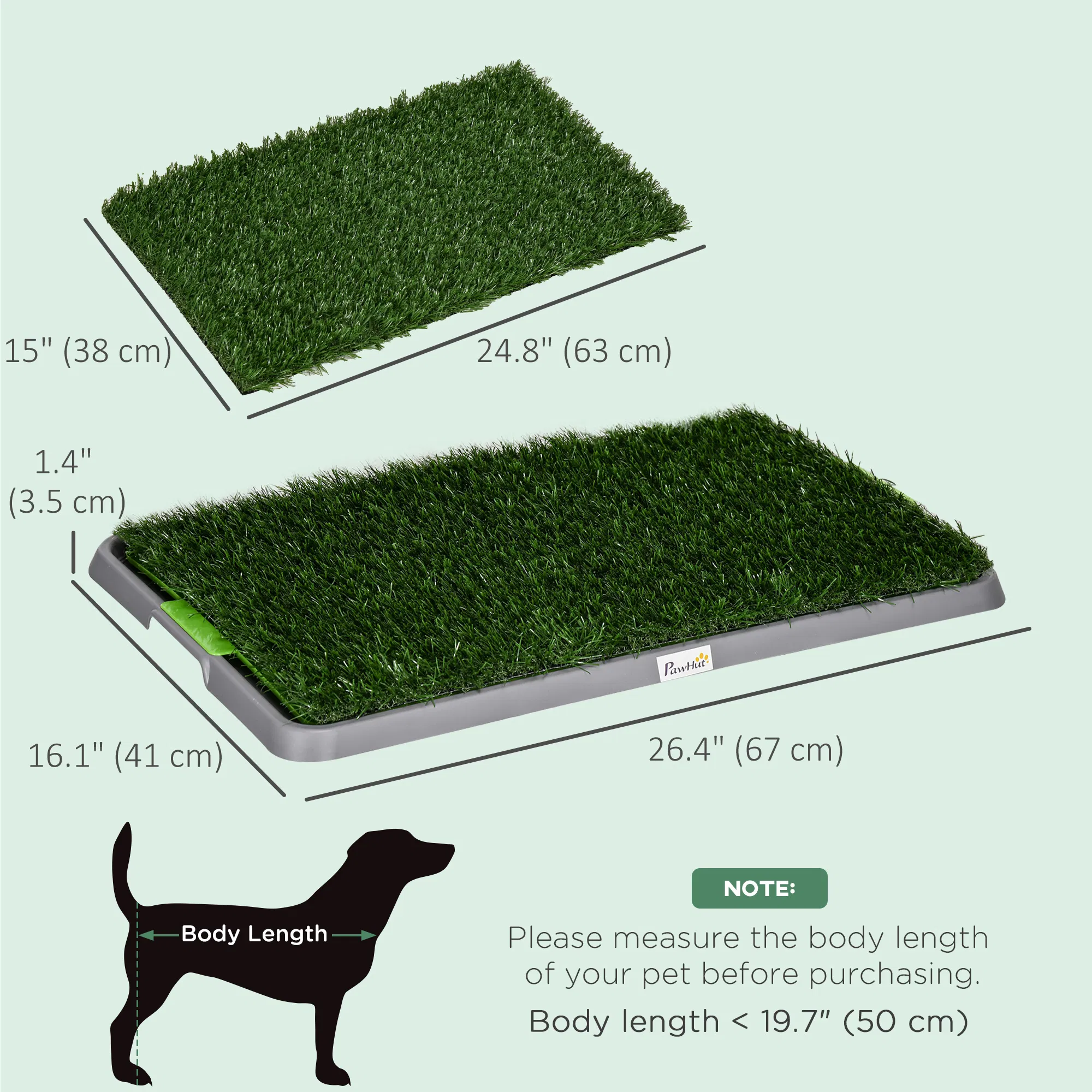 Artificial Grass Pee Pad for Dogs Potty Training, 26" x 16", 2 Packs, Green photo 5