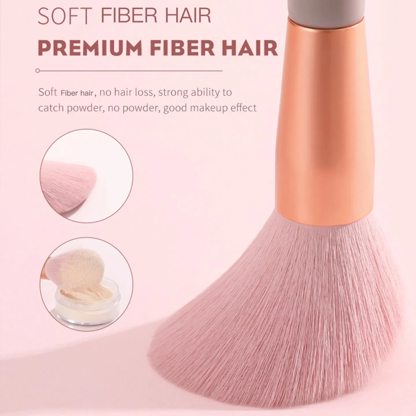 13-piece pink makeup brush set, complete for face and eye application, soft bristles for smooth powder pickup, comes with a velvet storage pouch photo 4