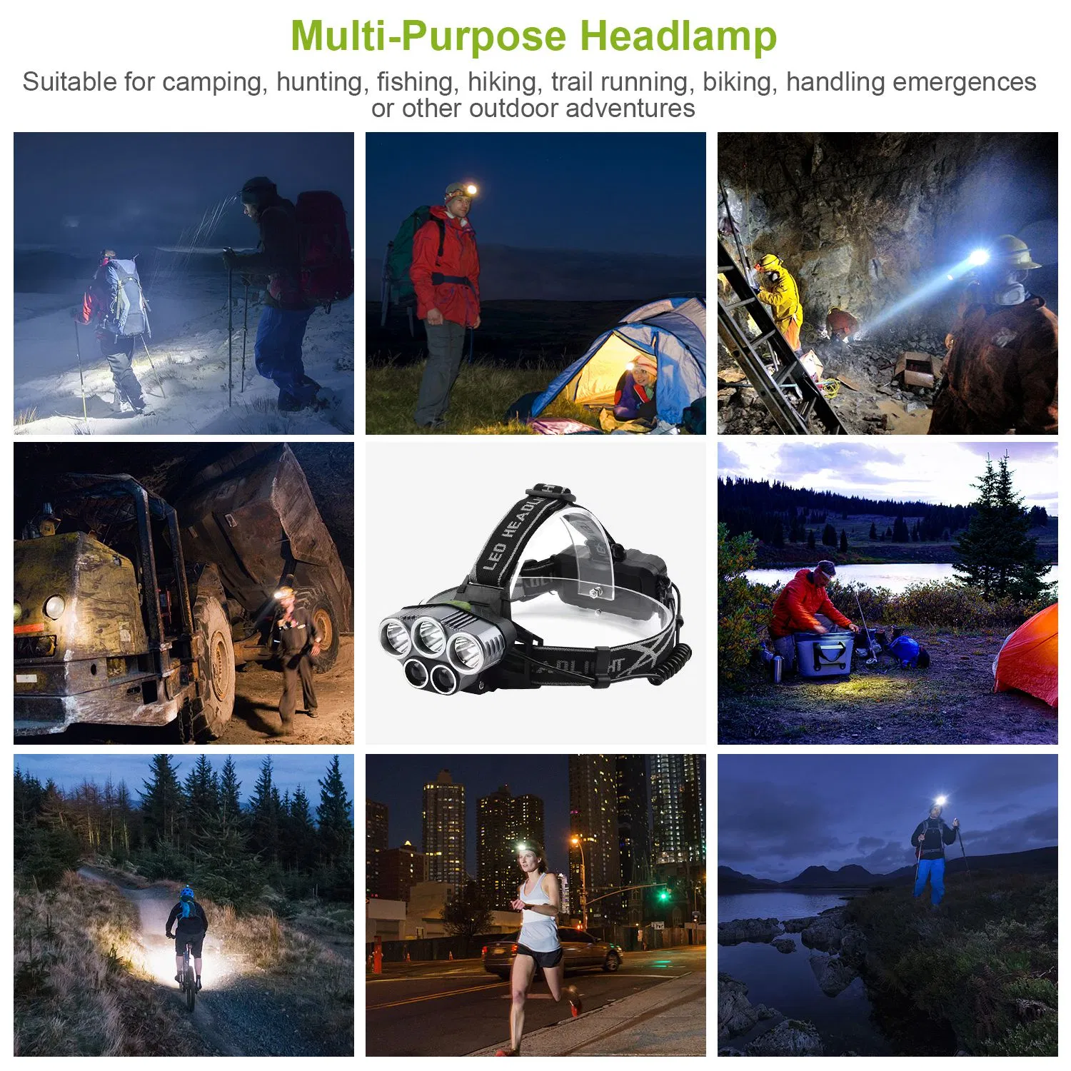 Rechargeable Headlamp 20000 Lumen LED Headlight 6 Modes Headlamp Flashlight for Camping Cycling Hiking Hunting Emergency photo 3
