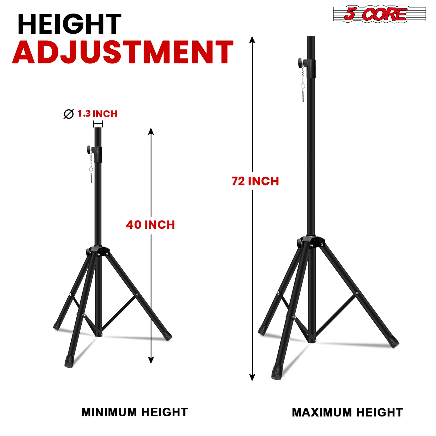 5 Core Speaker Stand Tripod Floor Heavy Duty Adjustable Up to 72 Inch DJ Studio Monitor Stands Pole Mount photo 6