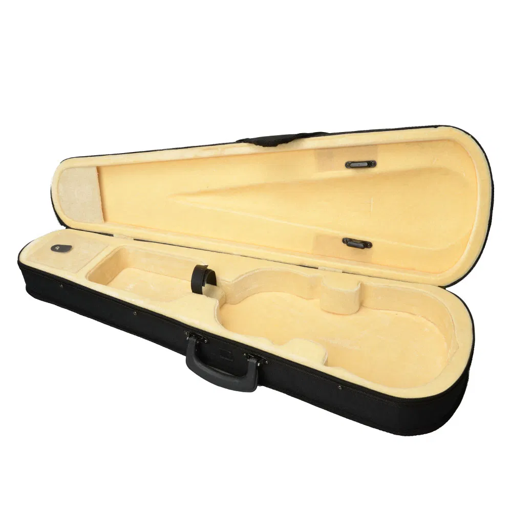 Durable Cloth Fluff Triangle Shape Case with Beige Lining for 4/4 Violin Black photo 3