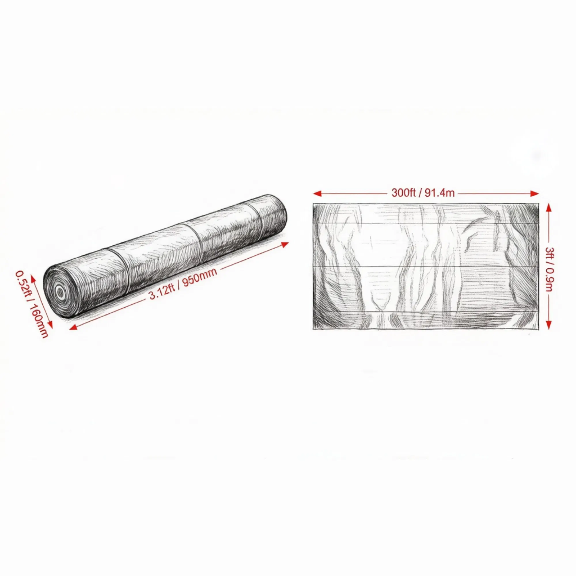3' x 300' Heavy Duty Weed Barrier Landscape Fabric, Woven PP Geotextile Ground Cover for Driveways photo 2