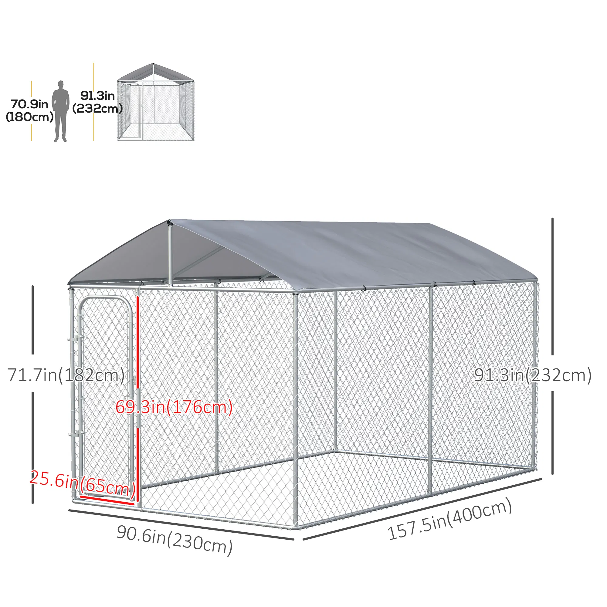 Dog Kennel Outdoor, Heavy Duty Playpen with Secure Lock, Cover, for Backyard & Patio, 13.1' x 7.5' x 7.5' photo 6