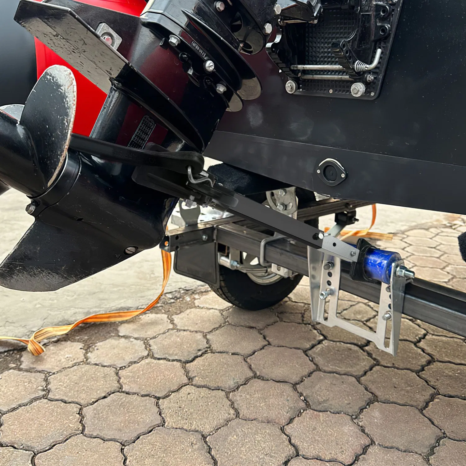 Heavy Duty Boat Transom Saver, 28-40in Adjustable Outboard Motor Support - Shock-Absorbing Rubber Strap, 2 Mounting Options, Fits Under 100 HP Engines, Protects Transom & Extends Motor Lifespan photo 8