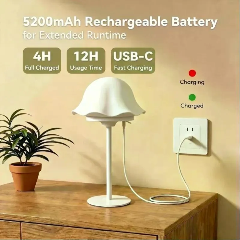 RGB Water Ripple Shower Lamp Waterproof Floral Table Lamp USB-C Rechargeable with Timer Remote Touch Control Warm Ambient Light for Bathroom Bedroom Spa Decor photo 3