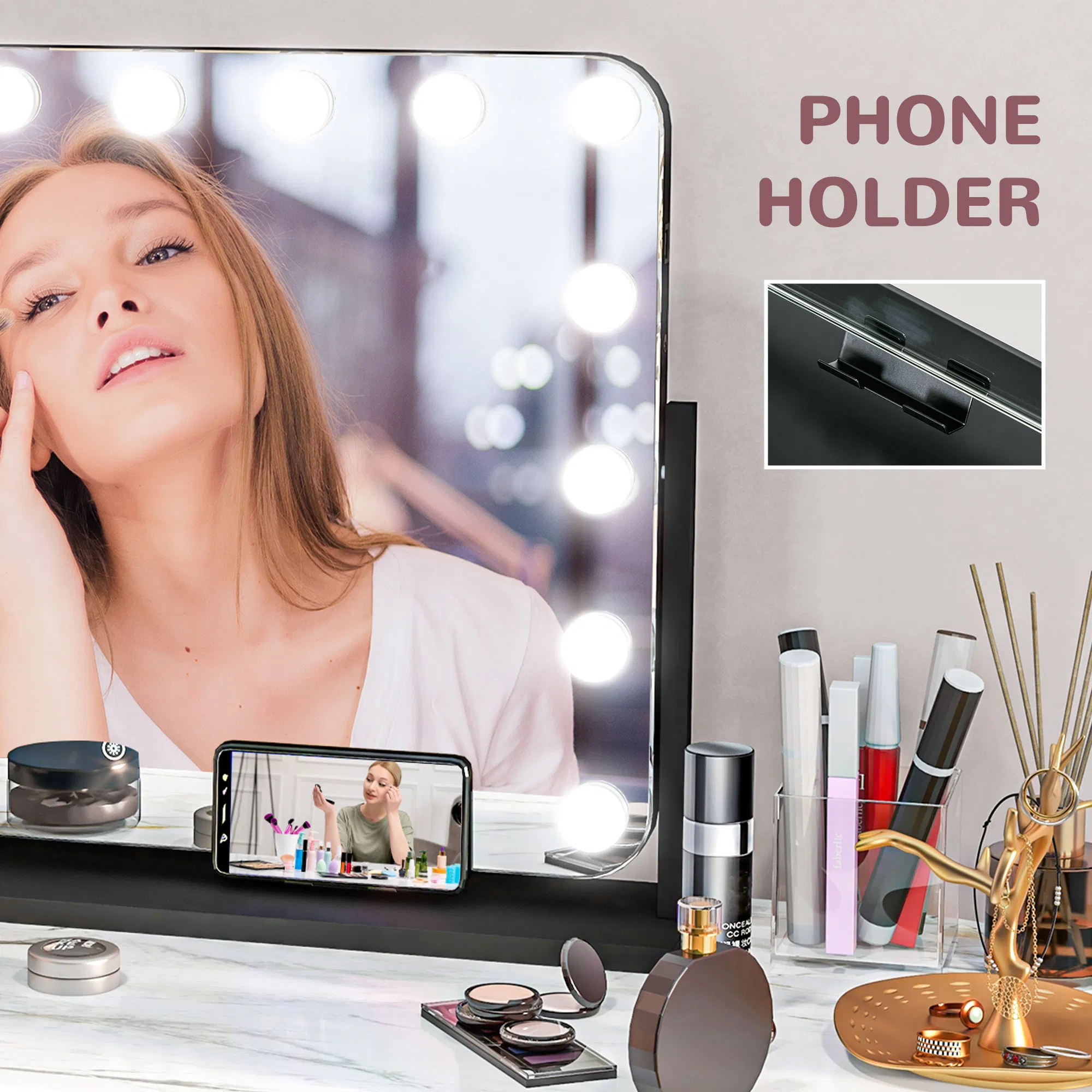 Lockable Jewelry Cabinet: With LED Light, Full-Length Mirror for Bedroom, Dressing Room, White photo 4