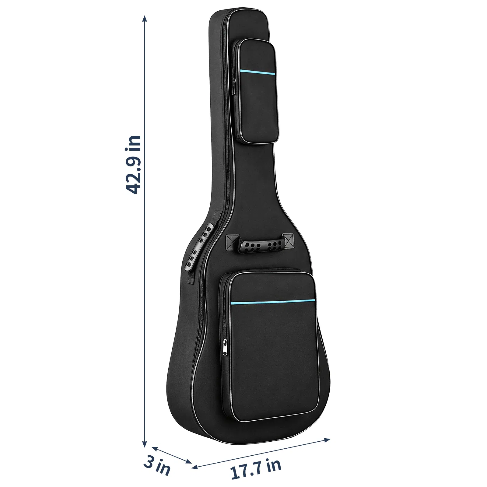 41 Inch 600D Oxford Cloth Acoustic Guitar Bag Black With Blue Line photo 3