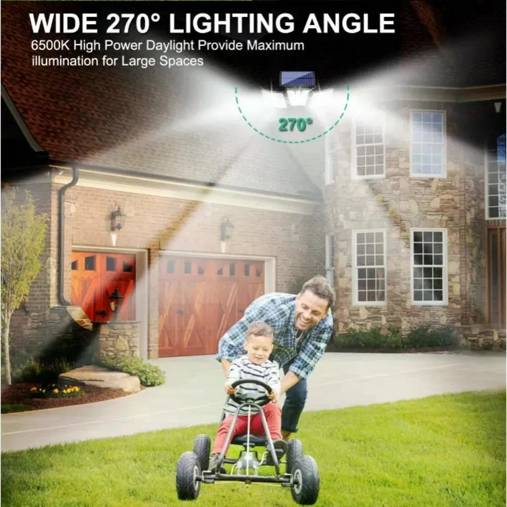 265 LED Solar Motion Sensor Wall Light, IP65 Waterproof 3-Head Adjustable Angle Outdoor Garden Lamp, 3000LM 6500K for Yard Garage photo 6
