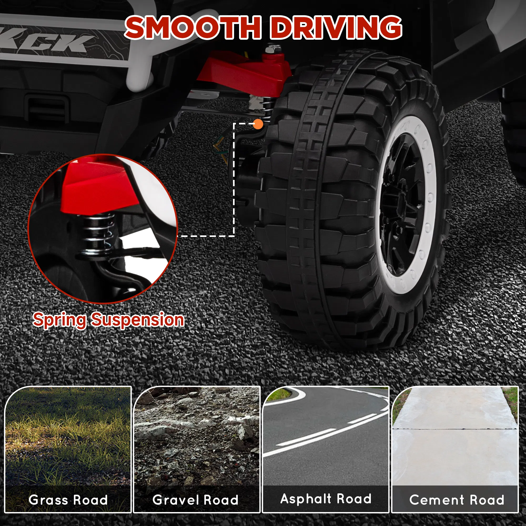2 Seater 24V 7AH Ride on Truck, Electric Car for Kids w/ Spring Suspension, Remote Lights, Horn, Music, White photo 4