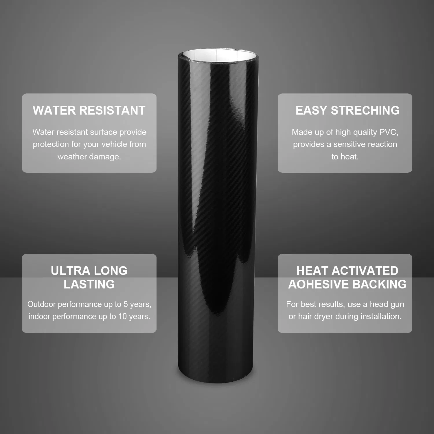Black 7D Carbon Fiber Car Wrap High Gloss Vinyl Wrap Film Roll Bubble Free Air Release for Cars Laptops Phones photo 6