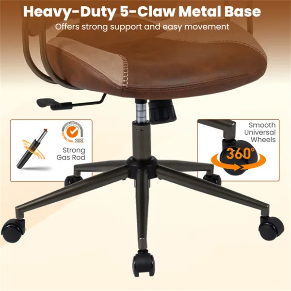 Brown Color Blocking Office Chair with 2D Adjustable Headrest, Ergonomic High-Back Desk Chair 330 lbs Capacity photo 6