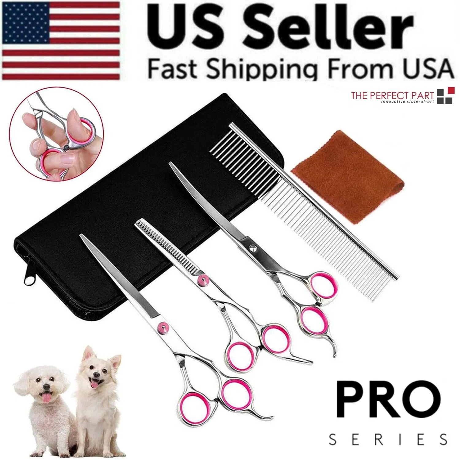 Pet Dog Grooming Scissors Stainless Straight Curved Thinning Shears Trimmer Kits photo 1