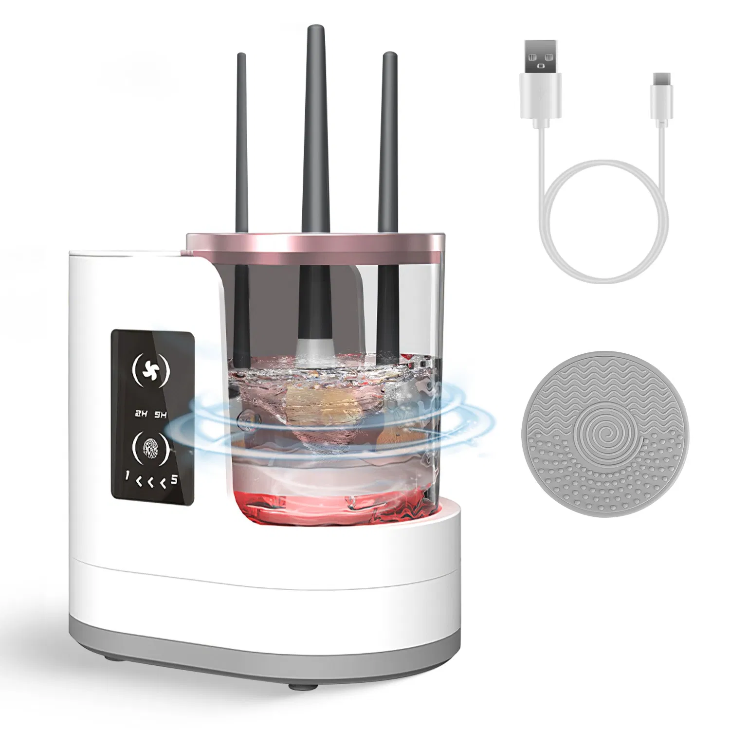 4 In 1 Electric Makeup Brush Cleaner USB Powered Automatic Brush Blender Machine with Timer Digital Display Cleaning Drying UV Disinfection Brush Storage For All Types of Brushes photo 7