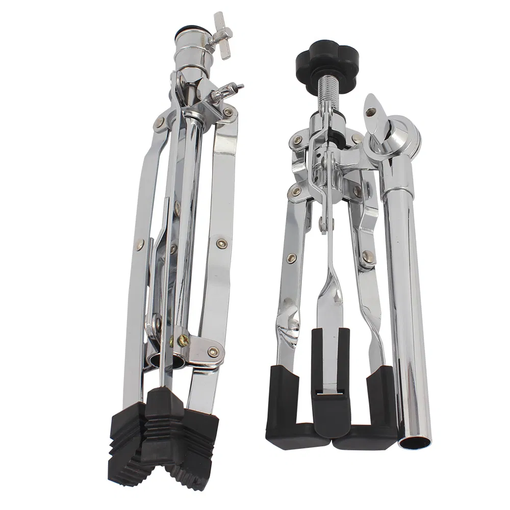 Chrome Plated Dumb Snare Drum Stand Tripod Silver photo 8