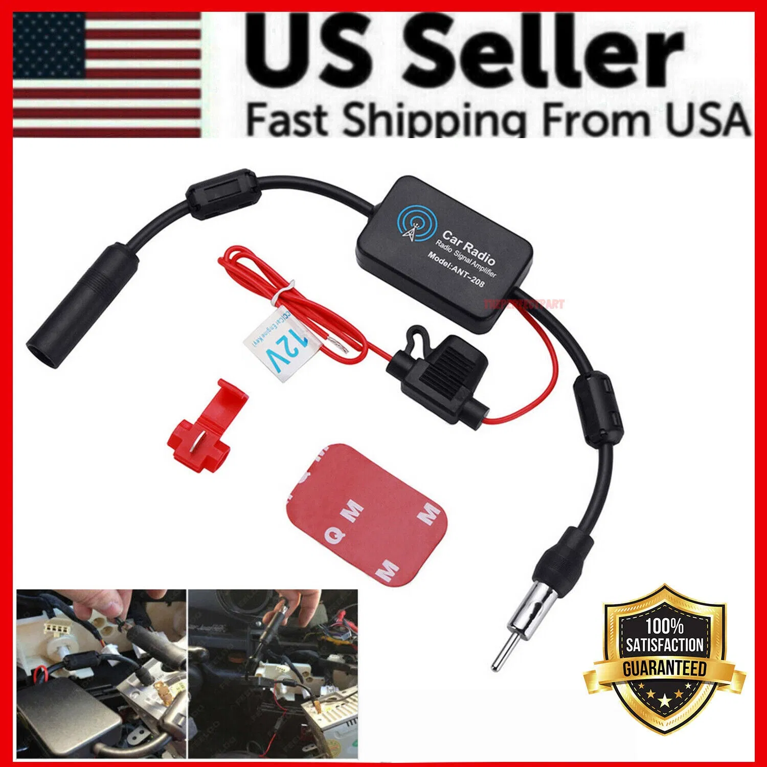 Car Auto Stereo FM & AM Radio Signal Antenna Aerial Signal Amp Amplifier Booster photo 1
