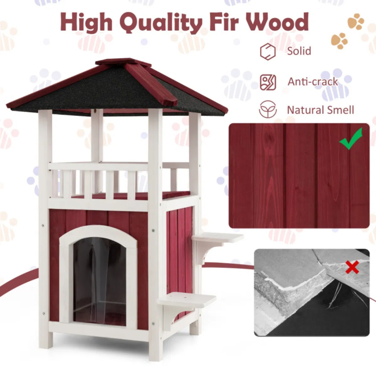 34"H Wooden Cat House photo 8