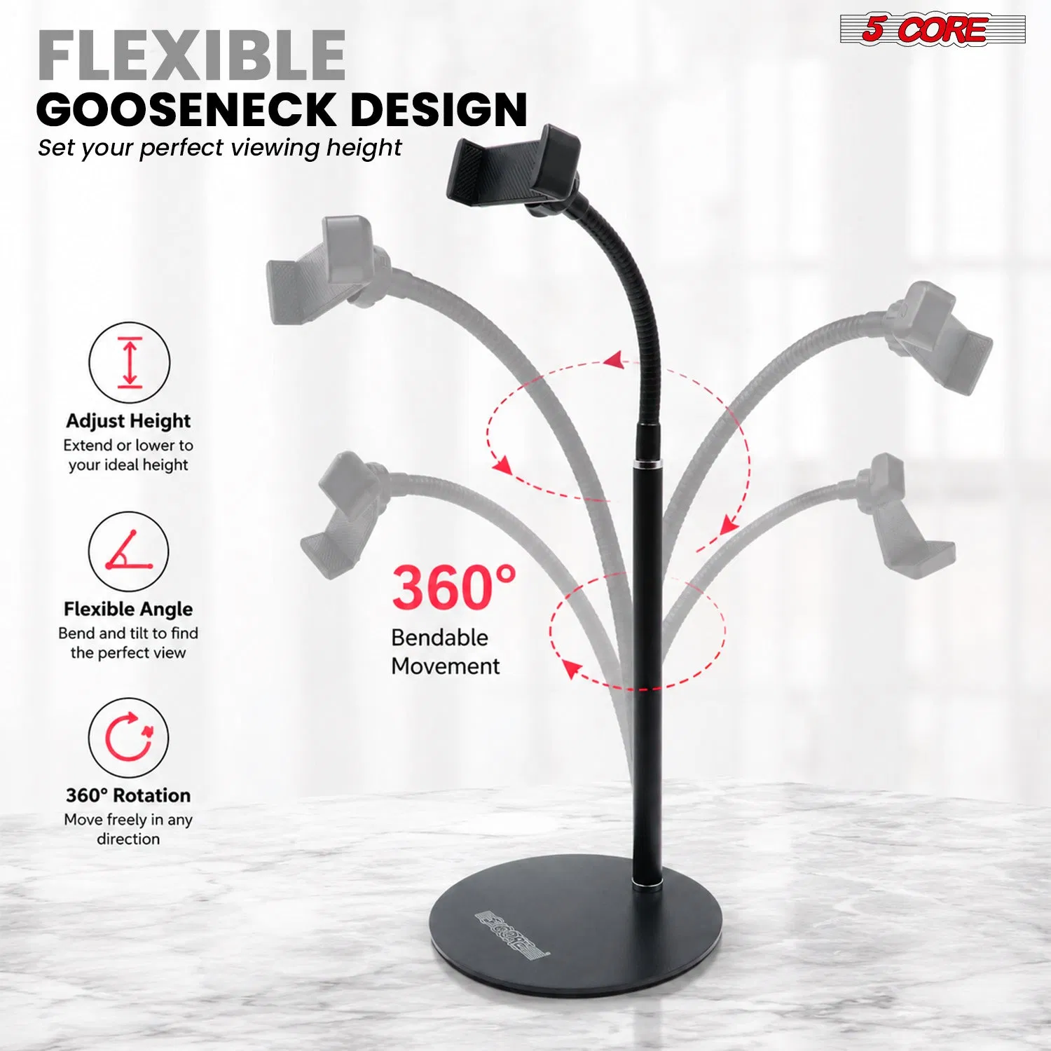 5Core Cell Phone Stand for Desk Adjustable Scissor Boom Arm Stands Tablet Cellphone photo 4