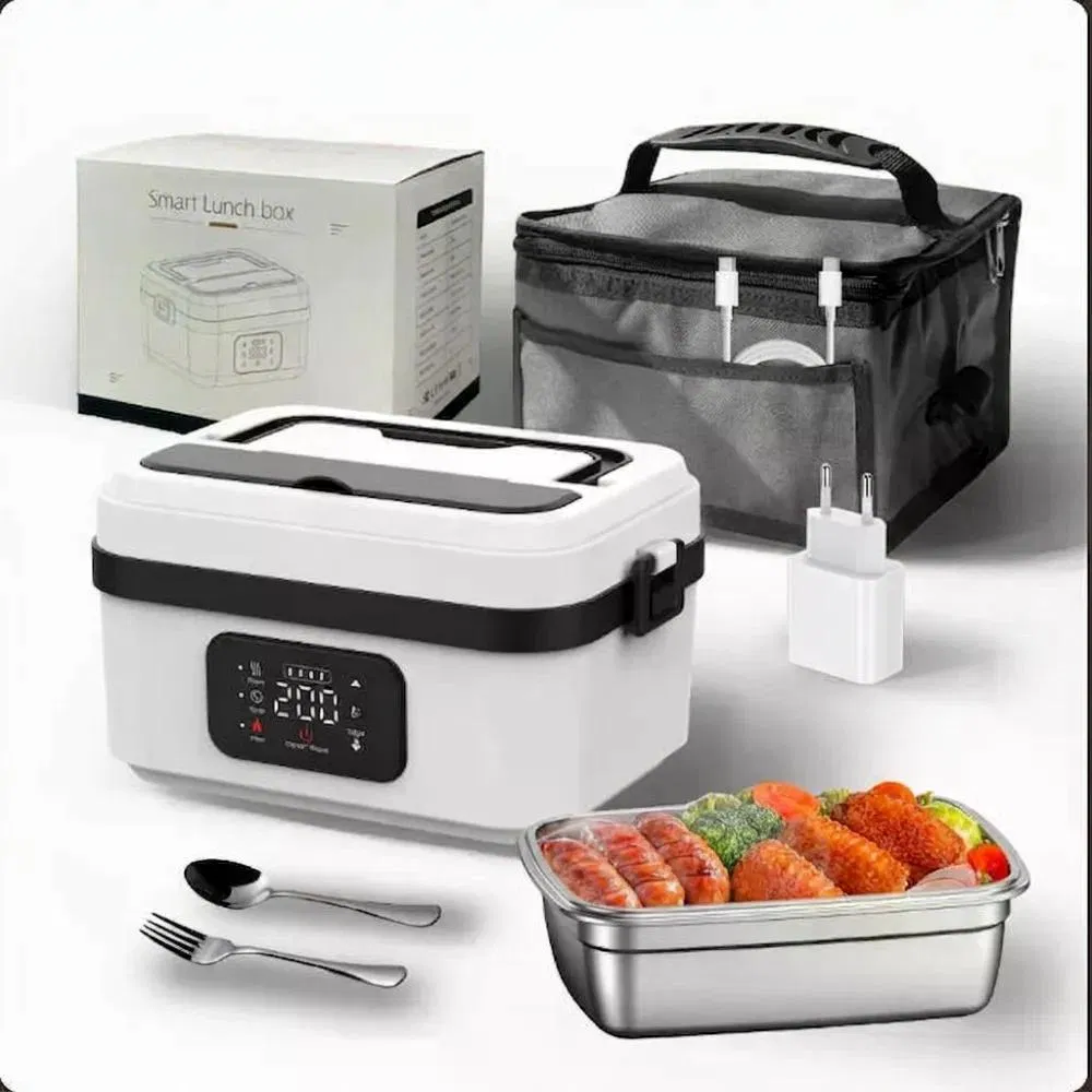 Cordless Portable Electric Heating Lunch Box Rechargeable Self-Heating 4x4000mAh Wireless Food Heater for Work Travel Car Office photo 5