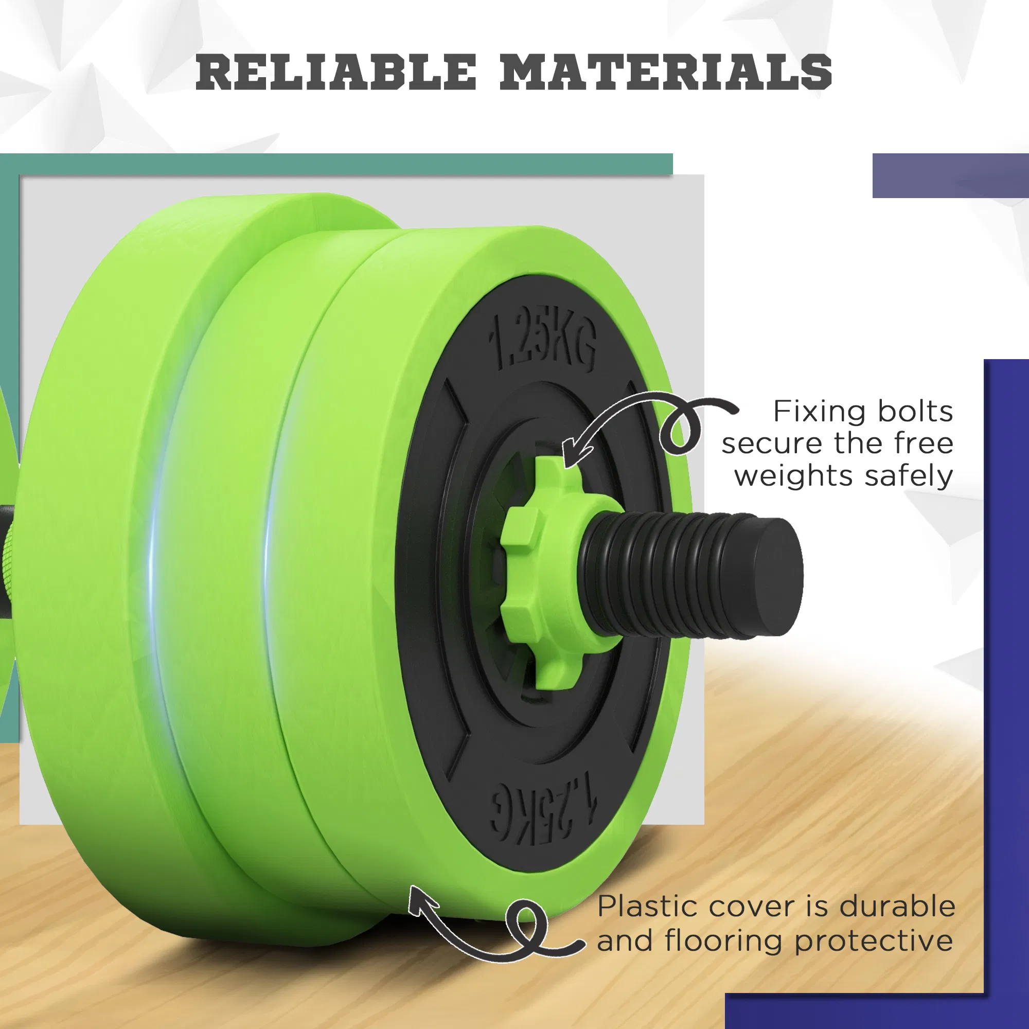 44lbs 4-in-1 Adjustable Weight Dumbbell Set, Barbell, Kettlebell, Push Up Stand, Green photo 4