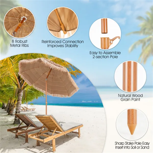 7.2 foot portable beach umbrella with adjustable tilt photo 5