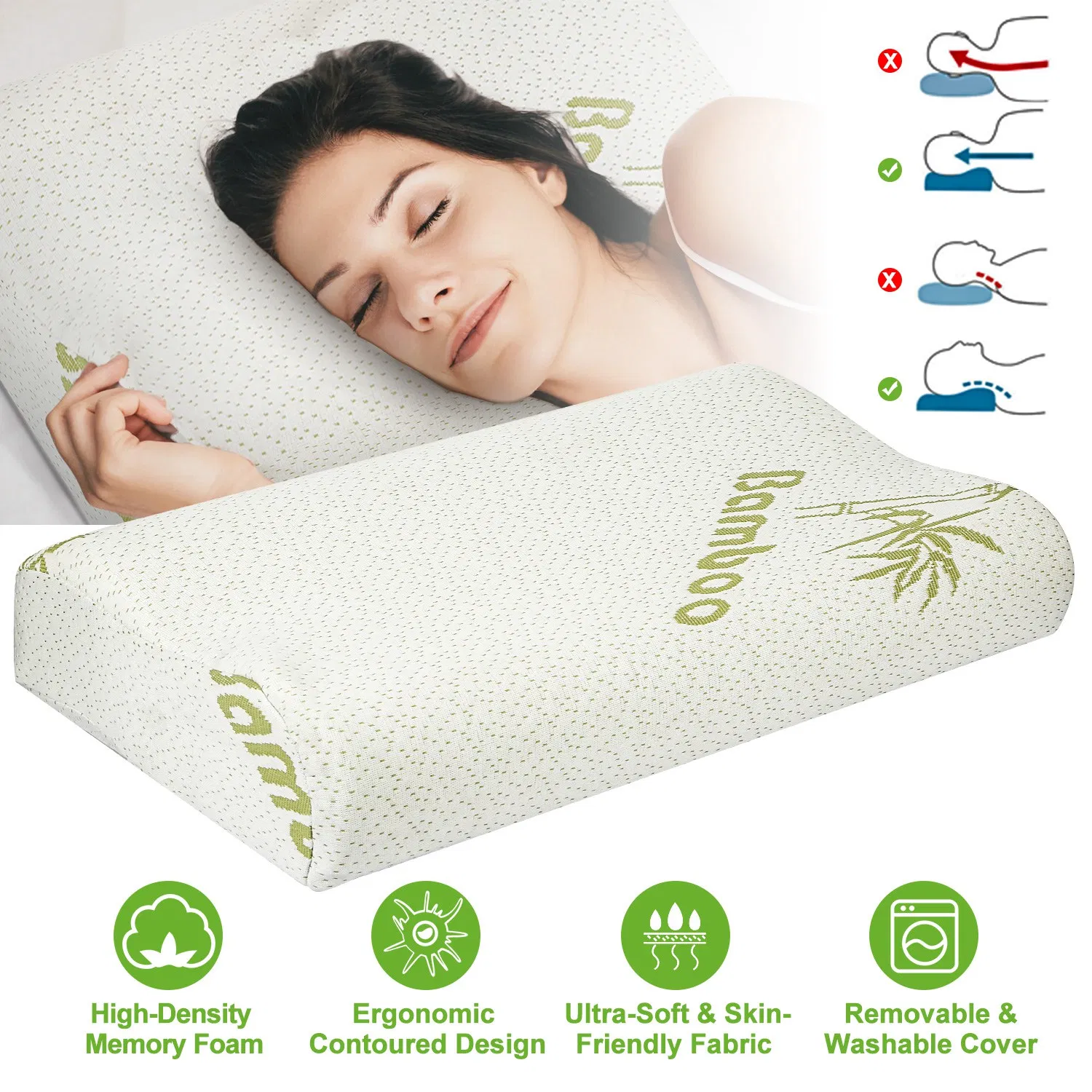 Cervical Neck Pillow - Contour Neck Pillows for Neck Pain Relief, Ergonomic Side Sleeper Pillow for Sleeping photo 2