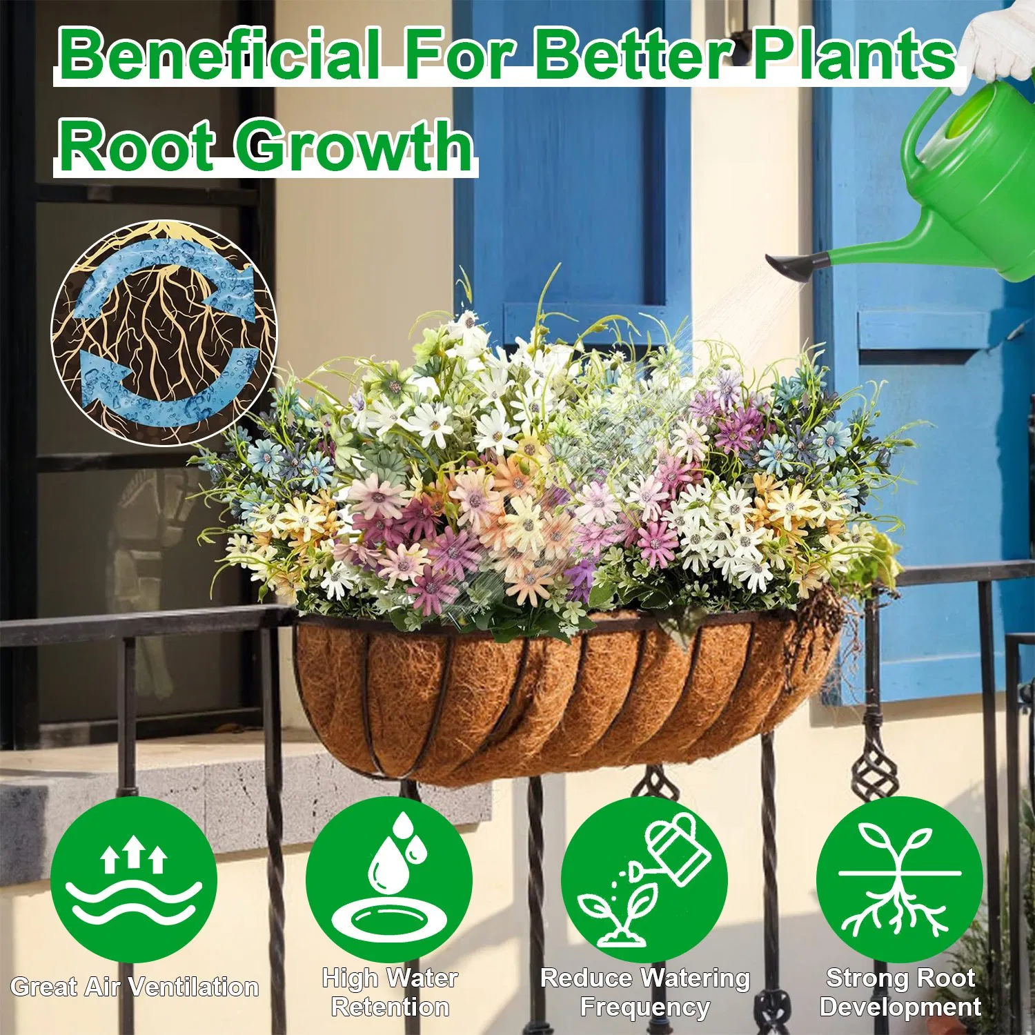 Coconut Fiber Window Box Liners, 24/30/36 Inch Trough Coco Liners for Wire Window Baskets, Woven Coir Planter Add for Balcony, Garden, Indoor & Outdoor Planting photo 6