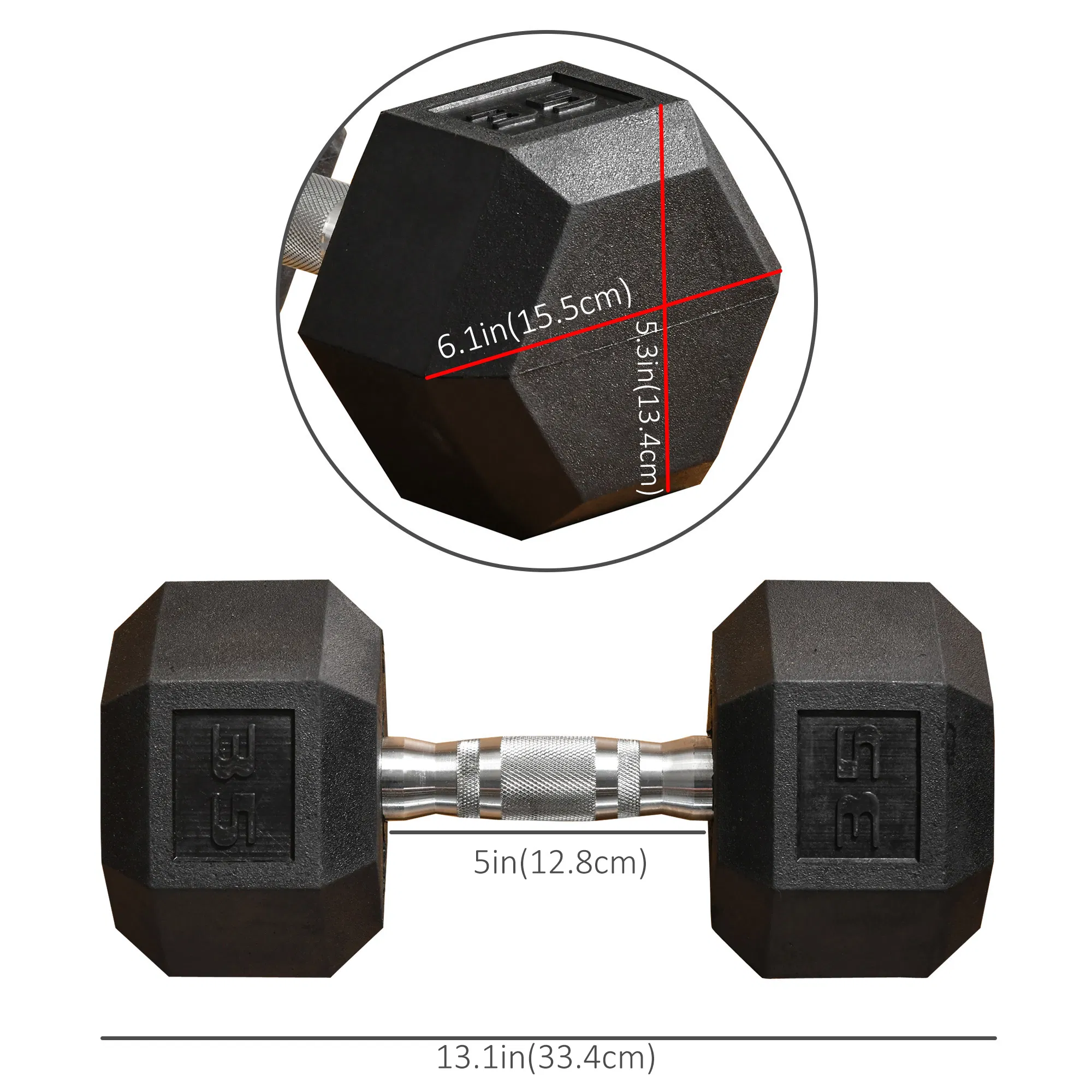 35lbs Rubber Hex Dumbbells Weight Dumbbell Hand Weight Barbell for Body Fitness Training for Home Office Gym, Black photo 5