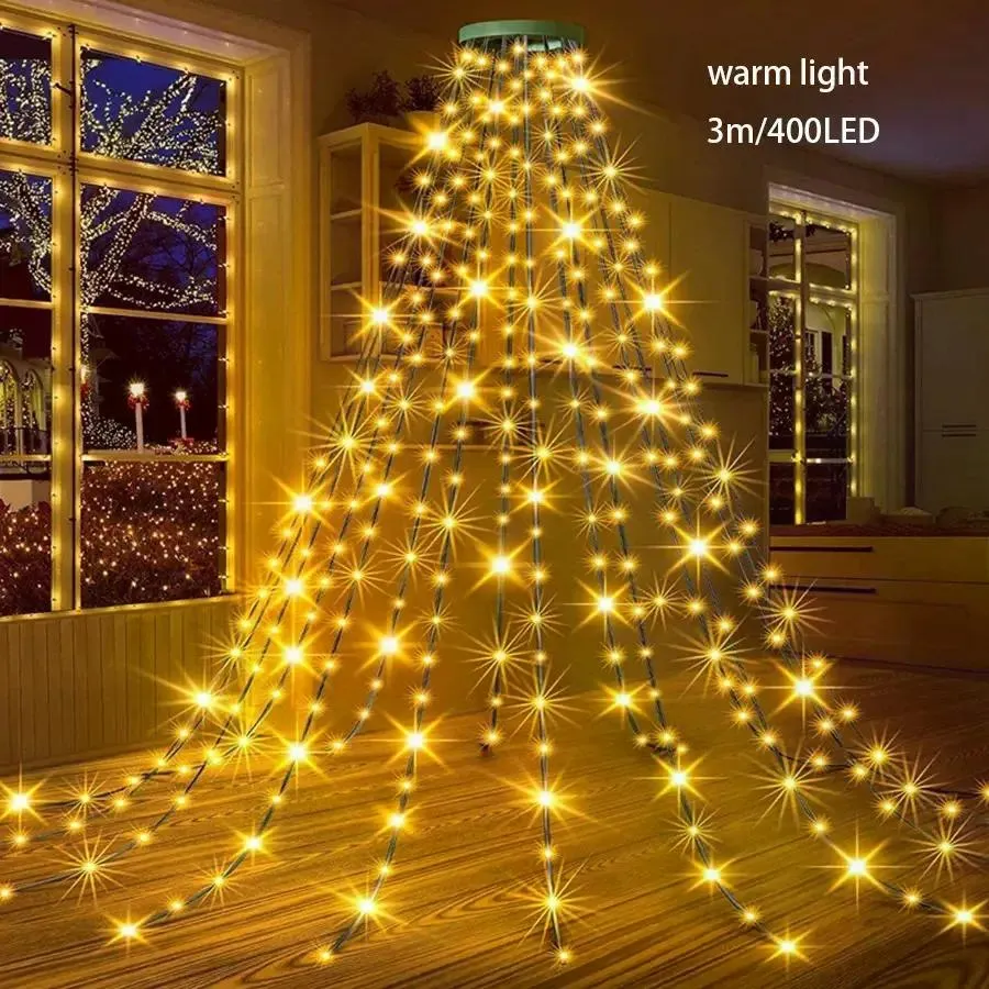 400 LED Christmas Icicle Lights Warm White Multicolor IP44 Waterproof 220V Plug In Fairy Curtain Lights for Xmas Tree Yard Garden Holiday Decoration photo 6
