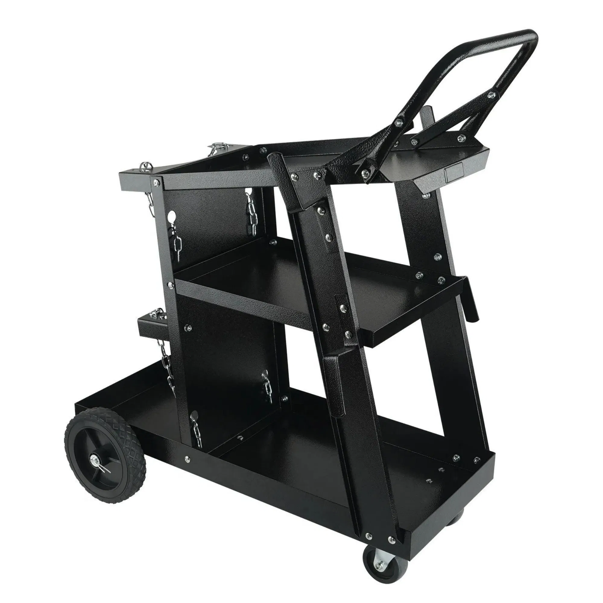 Heavy Duty Welding Cart 3-Tier, 400 Lbs Rolling Welder Cart with 360 Swivel Wheels & Tank Safety Chains for MIG TIG ARC MMA Plasma Cutter photo 2
