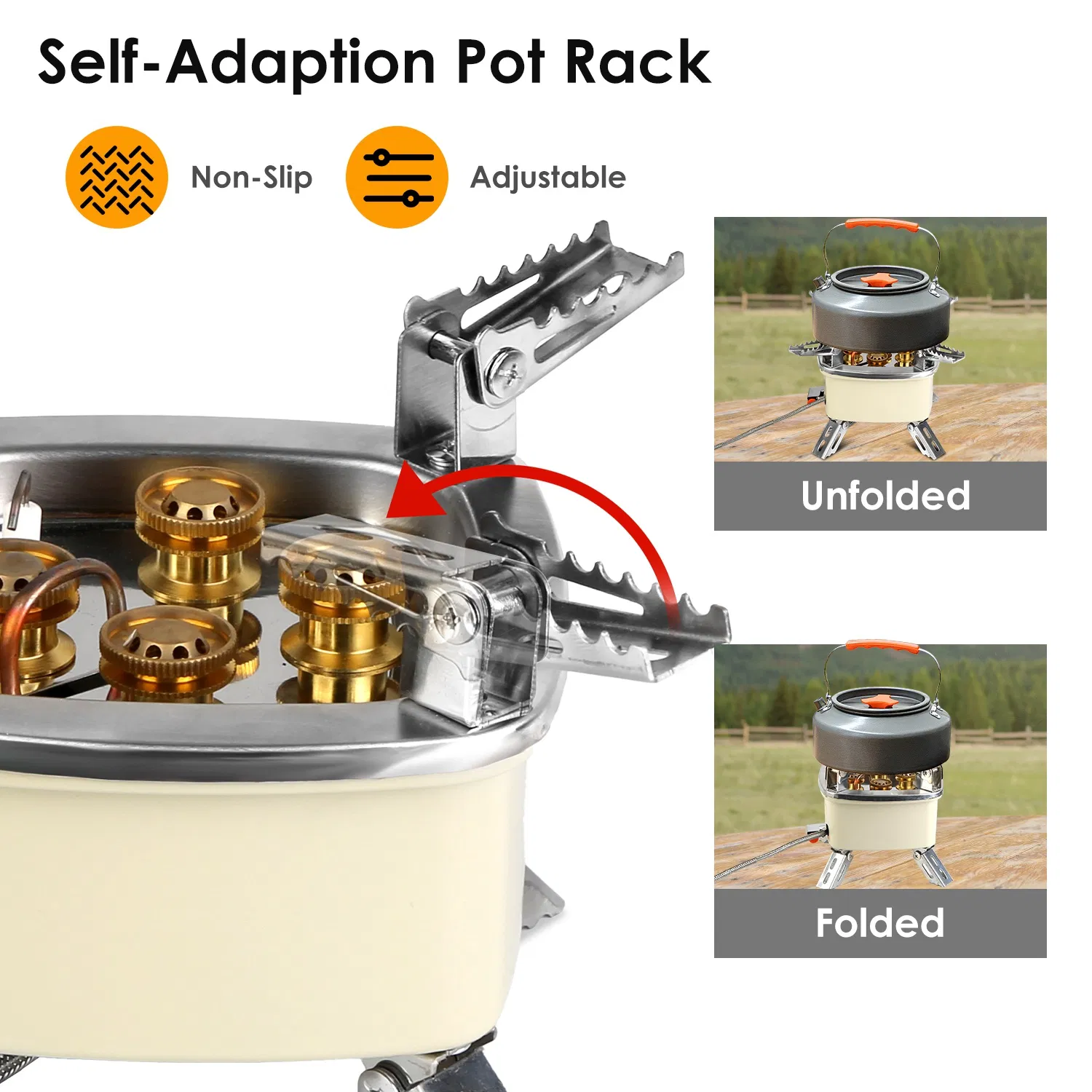 Foldable Portable Outdoor Gas Camping Stove 13000W Stepless Flame Control, Stainless Steel High Carbon Steel Copper Structure Supports 44lbs Multi Fuel with Carrying Bag Flexible Extension Tube photo 2