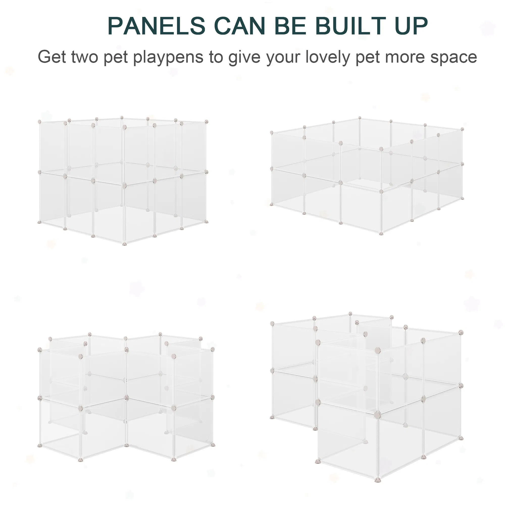 Small Animal Cage Plastic Chinchilla Cage 12 Panels for Bunny Chinchilla Guinea Pig, 18" x 14", White photo 2