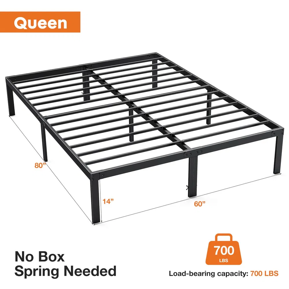 Heavy Duty Metal Bed Frame with Sturdy Steel Slat Support, No Box Spring Needed photo 6