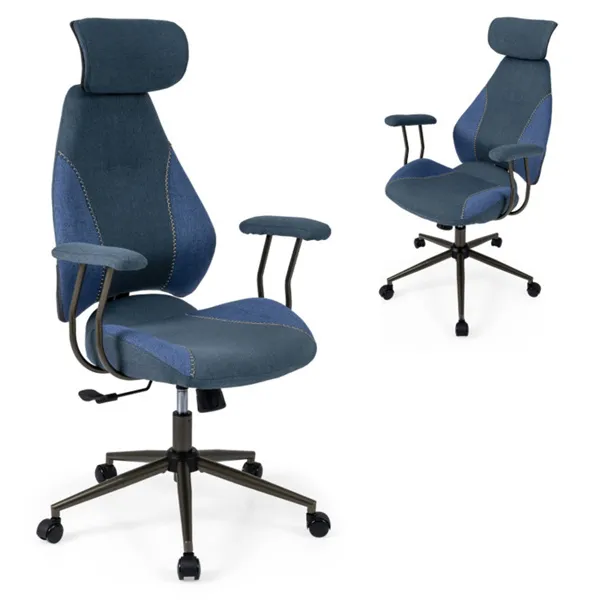 Blue Color Blocking Office Chair with 2D Adjustable Headrest, Ergonomic High-Back Desk Chair 330 lbs Capacity photo 6