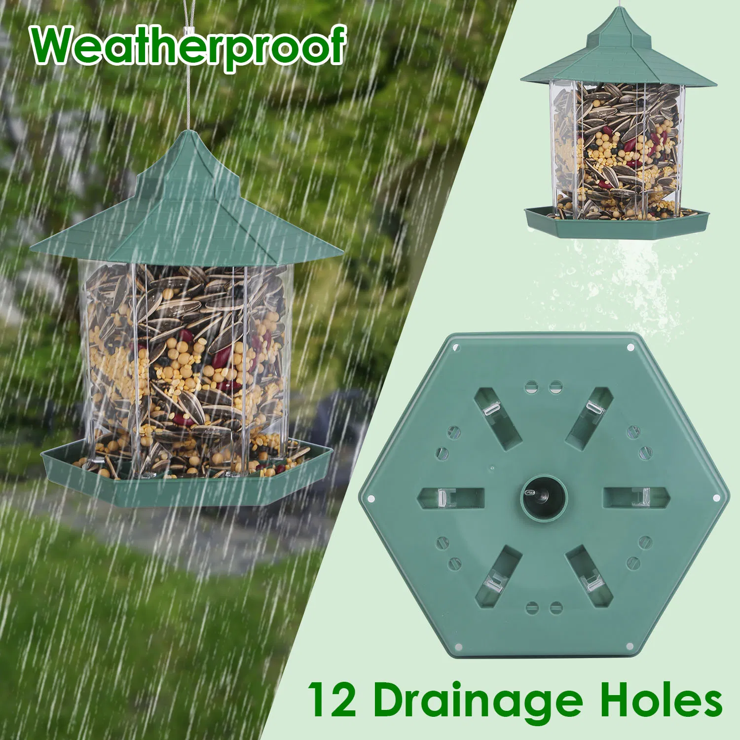 Hanging Gazebo Wild Bird Feeder Outdoor Bird Seed Station with Large Capacity 6 Feeder Ports for Garden Patio Park Weatherproof Easy To Refill photo 6