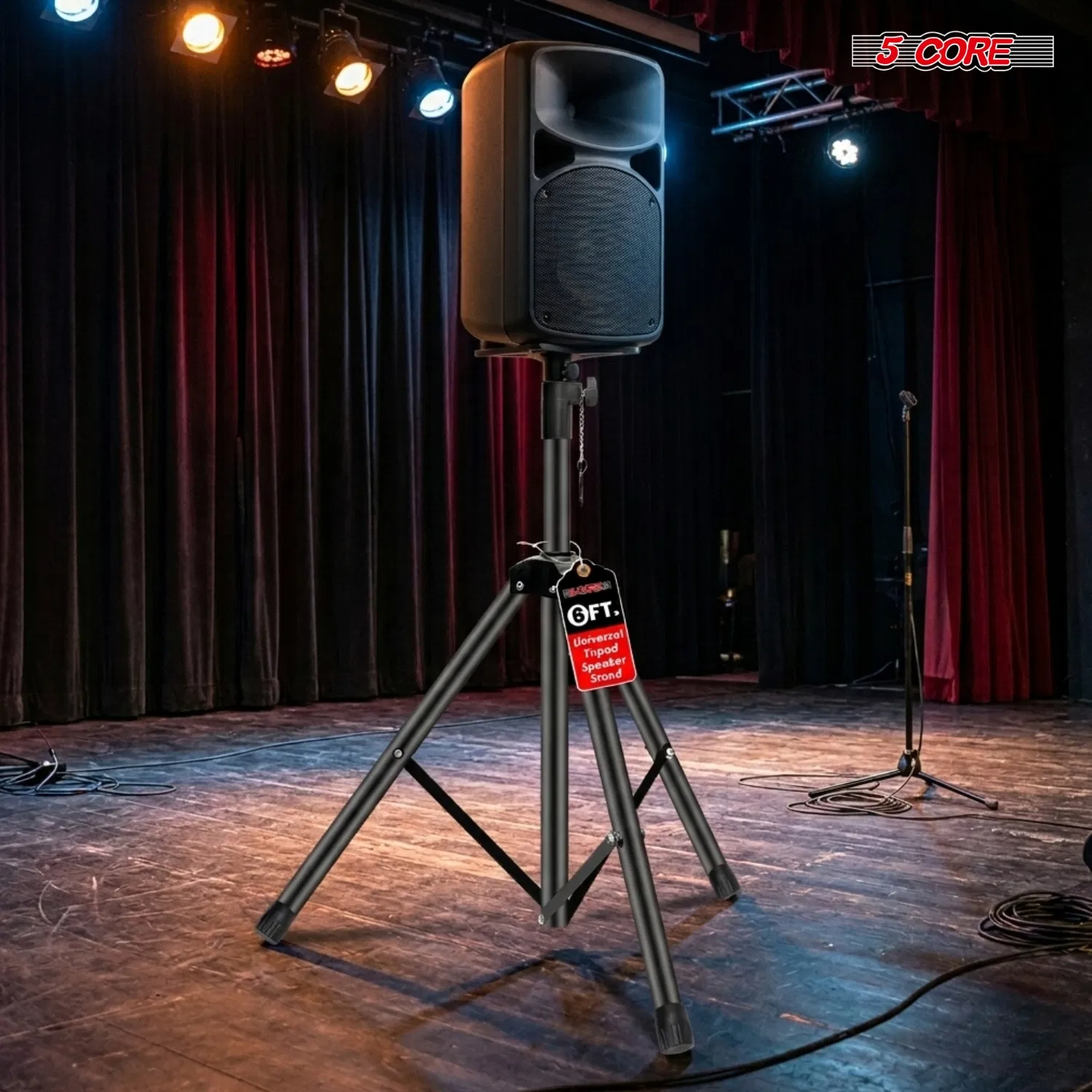 5 Core Speaker Stand Tripod Floor Heavy Duty Adjustable Up to 72 Inch DJ Studio Monitor Stands Pole Mount photo 8