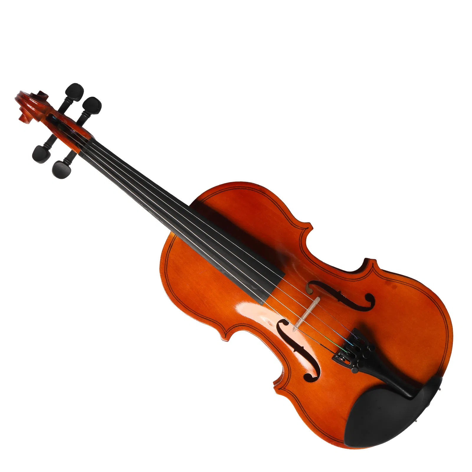 GV100 4/4 Acoustic Violin Case Bow Rosin Strings Tuner Shoulder Rest Natural photo 6