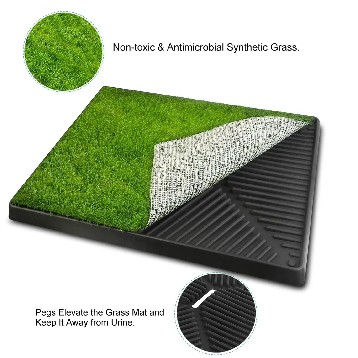 25"×20" Dog Toilet Indoor Puppy Training Pad, Dog Potty Pet Training Grass Mat, Removable Waste Tray for Easier Clean Up, Artificial Turf photo 6