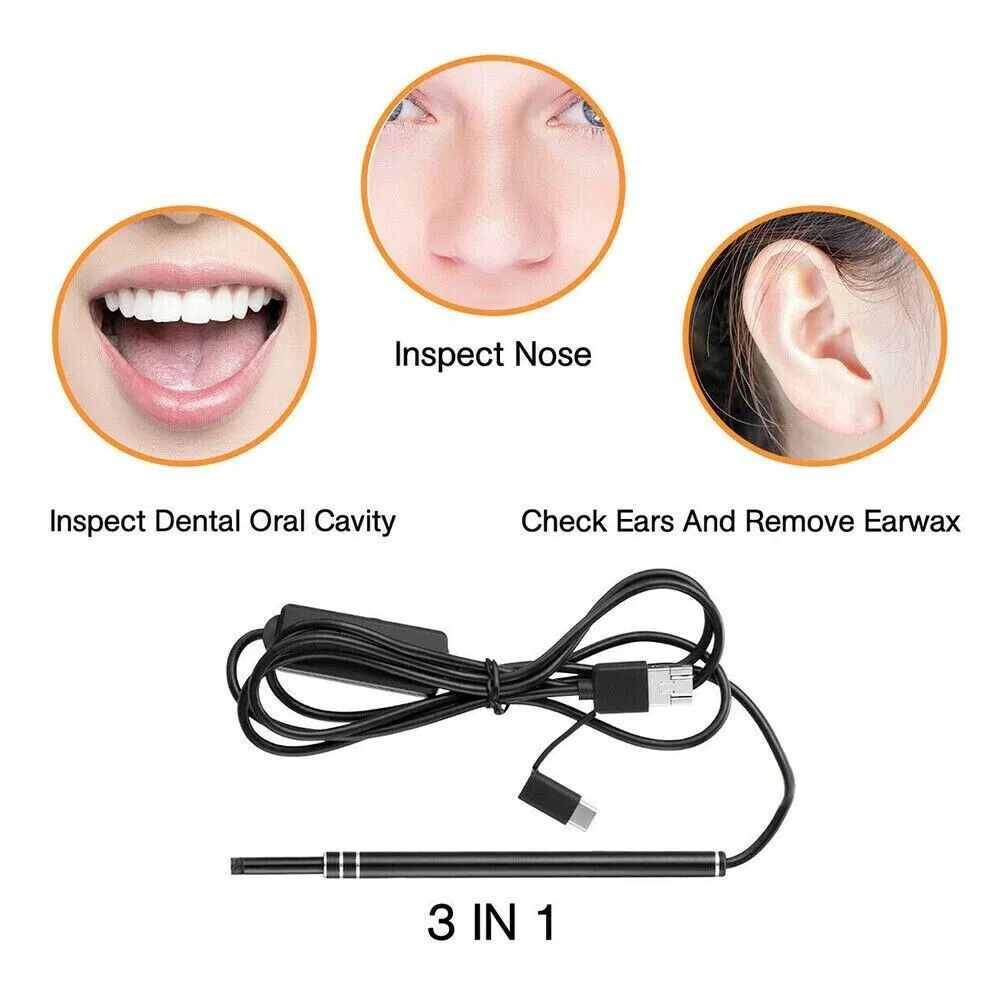 HD LED Ear Endoscope Otoscope Camera Wax Pick Cleaning Tool Cleaner Removal Kit photo 3