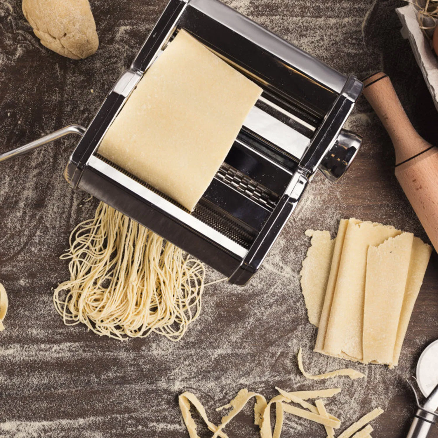 Pasta Maker Roller Machine Fettuccine Noodle Maker 9 Thickness Settings Stainless Steel photo 2