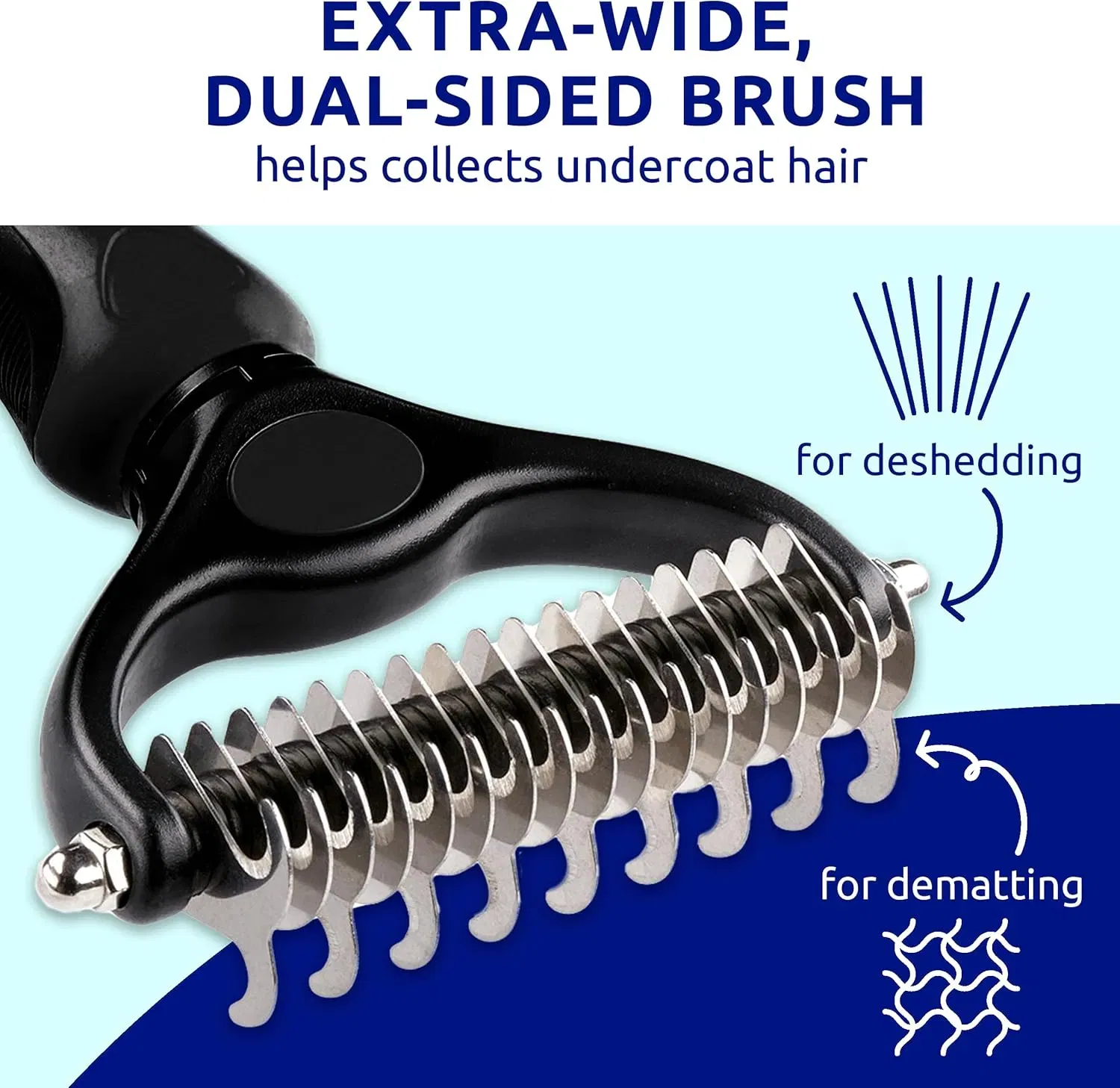 Black pet hair removal dog brush for hair removal - indoor cats use cat brush, long and short haired dogs use double-sided cat brush for hair removal and beauty tools, skin friendly photo 4