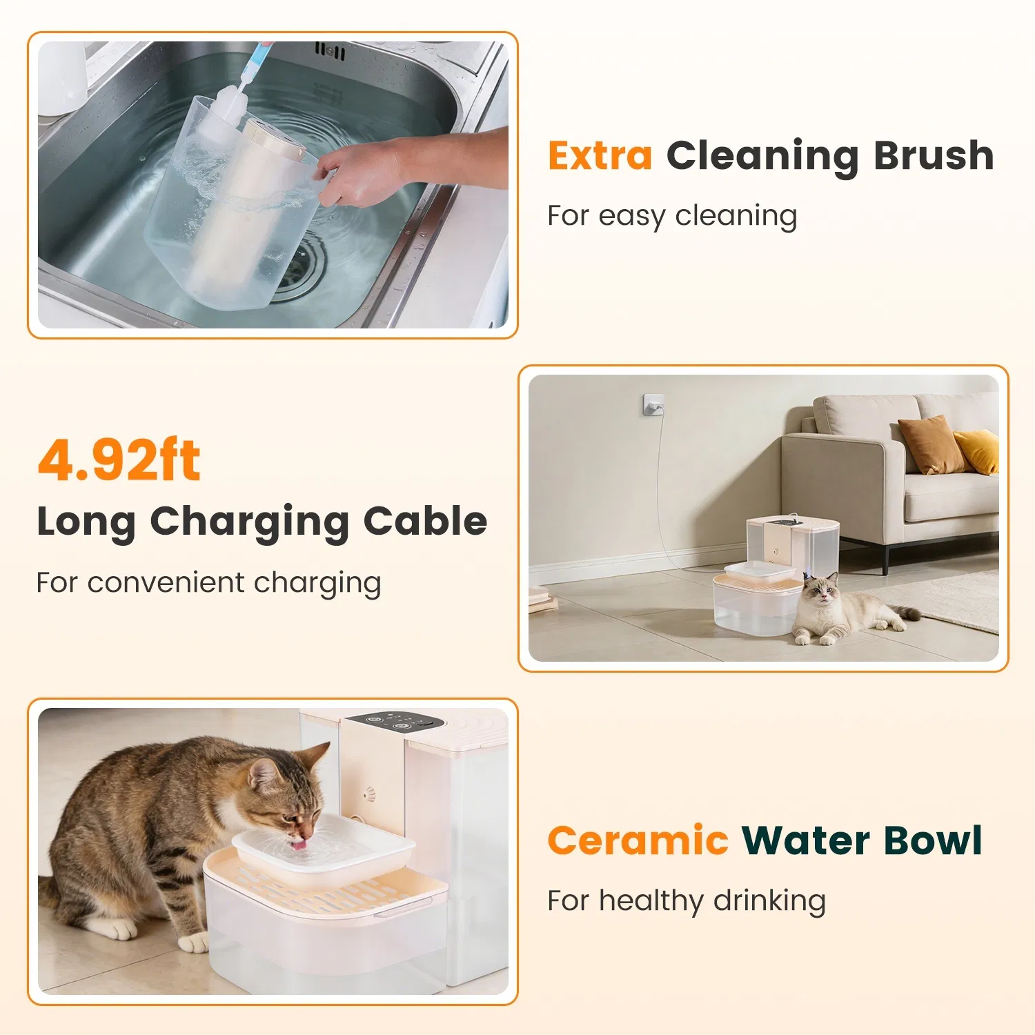 Cordless Dog Cat Water Fountain 4.5L, Dual Tank Filtration Automatic Pet Water Dispenser with Easy Cleaning photo 8